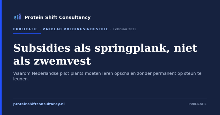Subsidies als springplank, niet als zwemvest